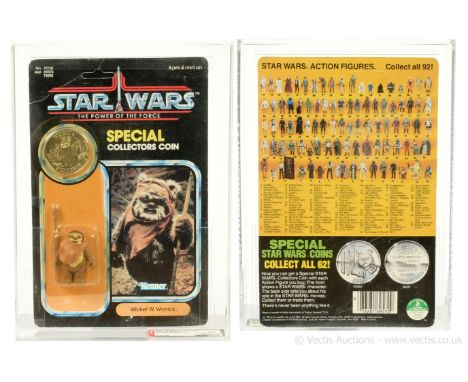 Kenner Star Wars vintage The Power of the Force Wicket 3 3/4" figure, AFA Graded 75 Y-EX+/NM Card 75 Bubble 80 Figure 90, upo