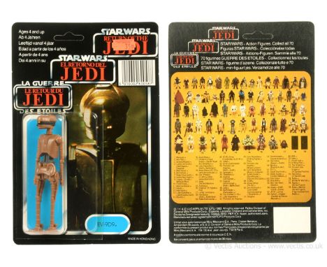 Palitoy Star Wars Return of the Jedi Tri-Logo vintage EV-9D9 3 3/4" figure, Mint, within Near Mint bubble, upon Near Mint un-