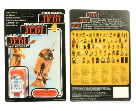 Palitoy Star Wars Return of the Jedi Tri-Logo vintage R2-D2 sensorscope 3 3/4" figure, Mint, within Near Mint bubble, upon Go