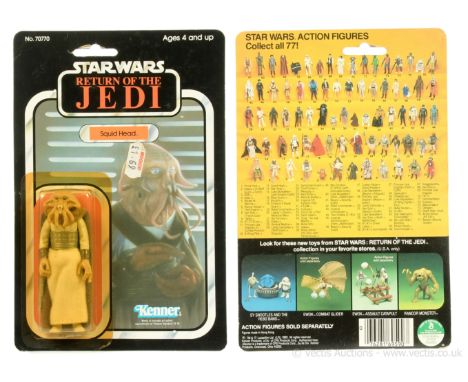Kenner Star Wars Return of the Jedi vintage Squid Head 3 3/4" figure, Mint, within Excellent (yellowed) bubble, upon Good (da