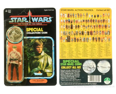 Kenner Star Wars vintage The Power of the Force Luke Skywalker Battle Poncho 3 3/4" figure, Mint, within Excellent (yellowed)