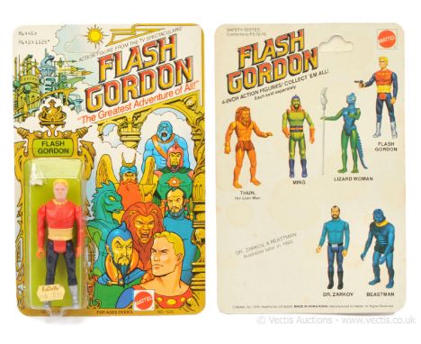 Mattel vintage Flash Gordon 3 3/4" figure, Near Mint, within Excellent bubble, upon Excellent un-punched 6 back card.
