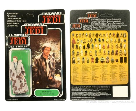 Palitoy Star Wars Return of the Jedi Tri-Logo vintage Han Solo Trench Coat 3 3/4" figure, Mint, within Excellent (slightly de