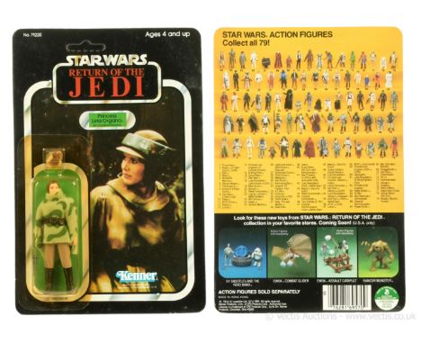 Kenner Star Wars Return of the Jedi vintage Princess Leia Combat Poncho 3 3/4" figure, Mint, within Excellent (yellowed) bubb