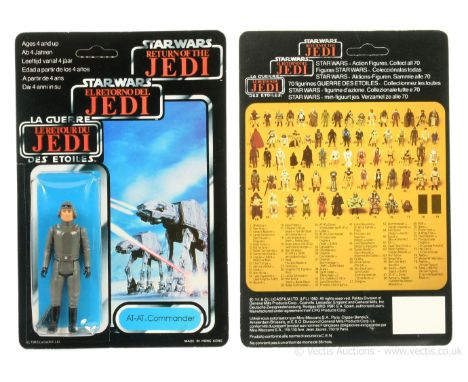 Palitoy Star Wars Return of the Jedi Tri-Logo vintage AT-AT Commander 3 3/4" figure, Mint, within Good (dents) bubble, upon E