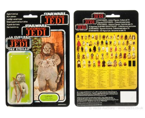 Palitoy Star Wars Return of the Jedi Tri-Logo vintage Lumat 3 3/4" figure, Mint, within Excellent (slightly dented) bubble, u