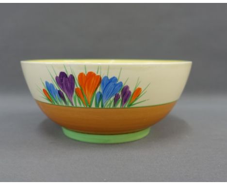 Clarice Cliff for Royal Staffordshire Pottery, honeyglaze Crocus pattern bowl, 19cm diameter 1