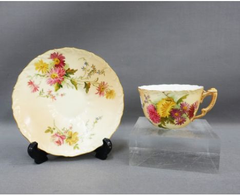 Royal Worcester blush ivory cabinet cup and saucer, (2) 