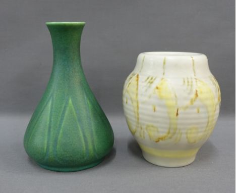 Two Royal Lancastrian pottery vases to include one by Gladys Roger and E.T Radford, impressed marks and monogram and number 2