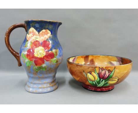 Royal Doulton floral patterned jug, numbered D6221, together with a H&amp;K Tunstall Tulip time bowl, (2) 