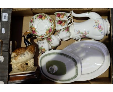 A mixed collection of items to include Royal Albert Old Country rose cups and saucers, Royal Albert Rondelay tureens and a la