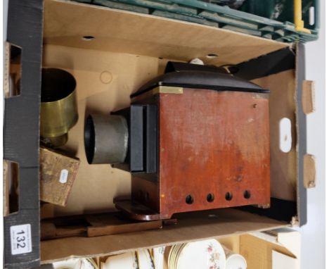 19th Century cased magic lantern (converted to electric with age related slides)