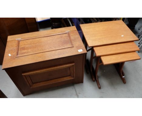 G Plan nest of tables and light oak Ottoman (2) 