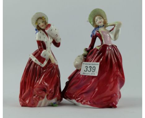 Royal Doulton lady figures Autumn Breezes HN1934 and Christmas Morning HN1972 (2)