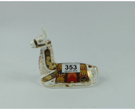 Royal Crown Derby Llama with gold stopper (boxed)