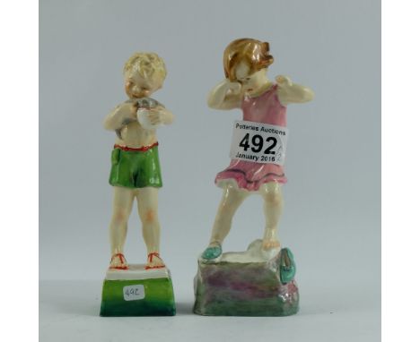 Royal Worcester figures Saturdays Child Works Hard for a Living 3262 and Wednesdays Child is Full of Woe 3259 (2)