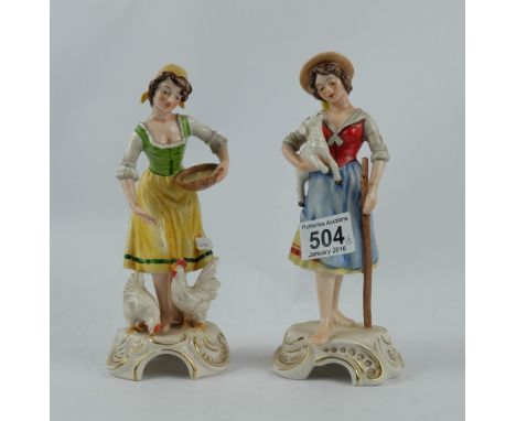 Goebel figures of farm girls doing chores (2)