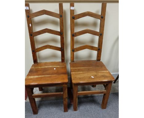 Two Indonesian ladder back chairs (2)  