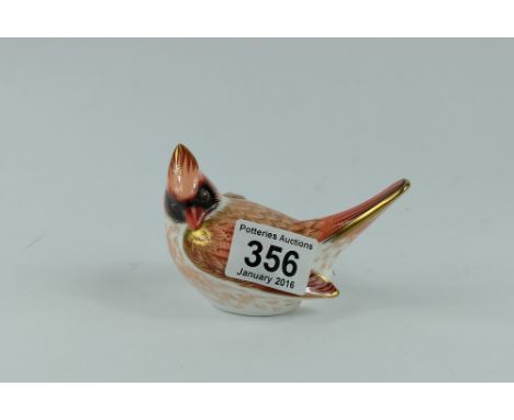 Royal Crown Derby Red Crested Cardinal Hen with gold stopper (boxed)