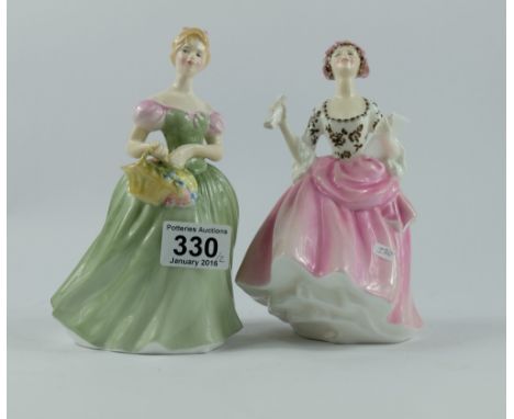Royal Doulton lady figures Ballad Seller HN2266 and Clarissa HN2345 (2)
