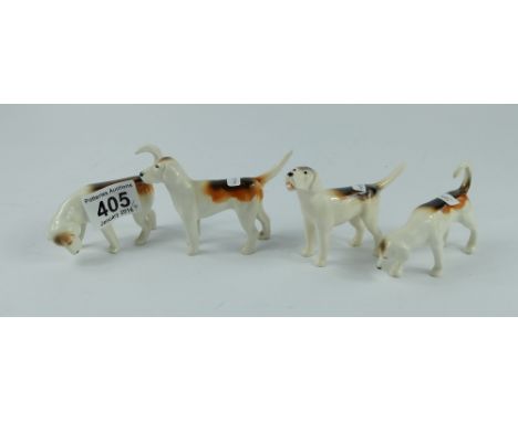 Beswick Foxhounds first version 941, 942, 943, 944 (4)