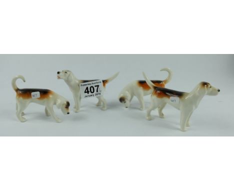 Beswick first version fox hounds 941, 942, 943 and 944 (4)