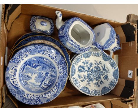 A collection of blue and white pottery to include booths Old willow, Spode Italian etc  (16)