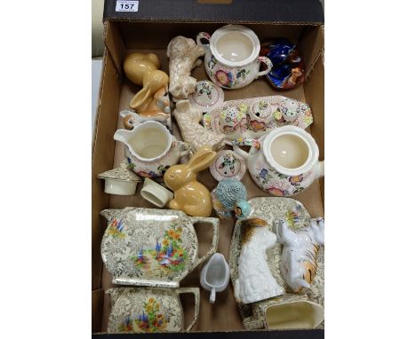 A mixed collection of items to include Masons miniature teapot and condiments set, Empire Pottery teapot, milk jug, water jug