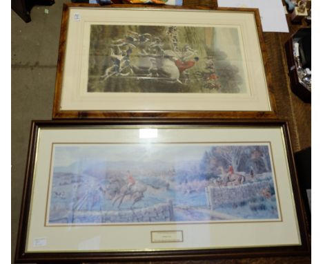 Two Large framed prints of Hunting scenes (2)