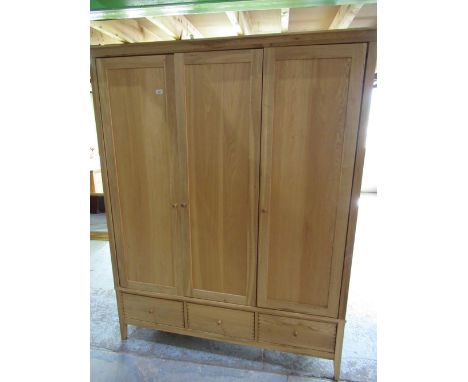 Willis &amp; Gambier Esprit light combination wardrobe with three doors above drawers W161cm D64cm H197cm 