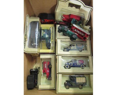Lesney Models of Yesteryear 1926 type 35 Bugatti and 1929 4 1/2l Bentley, Lledo boxed commercial vehicles and a small collect
