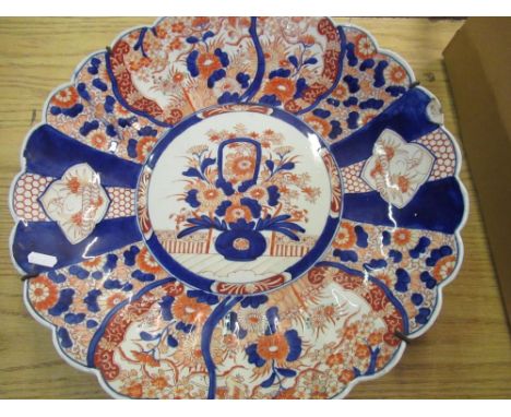 Royal Worcester June Garland pattern part tea service and a large Chinese charger decorated with chrysanthemums D47cm 