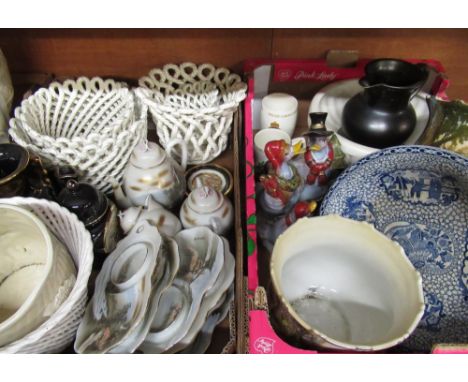Part early 20th C Japanese shell tea service, 1960s Silvac crackle glaze fruit bowl, a Geo.V coronation mug, similar coronati