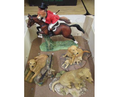 Border Fine Arts Reinhart series model Tally Ho... Sir Rupert No. A9279 H21cm, two Border Fine Arts groups of golden Labrador