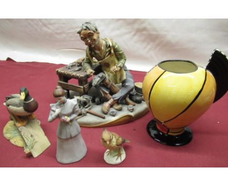 Border Fine Arts Mallard Drake no.PS04 H11cm, Lorna Bailey "Sunburst" vase H17cm, Goebel "Harriet" figurine, Goebel finch and