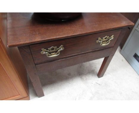 Oak single drawer side/lamp table, constructed from antique timber W68cm D48cm H58cm 