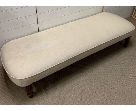 A daybed on mahogany feet (H39cm W187cm D70cm)