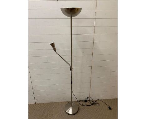 A chrome uplighter with reading lamp 