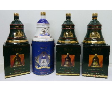 Four Bell's Scotch Whisky decanters, sealed with contents, Princess Eugenie 1990, 1992, 1993 and 1994
