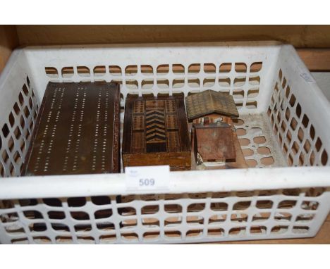 A wooden cribbage box and others similar