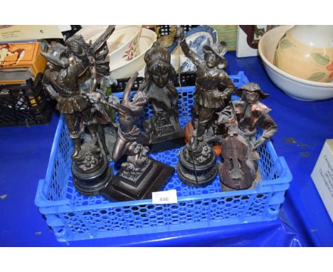 Quantity of bronze effect figurines