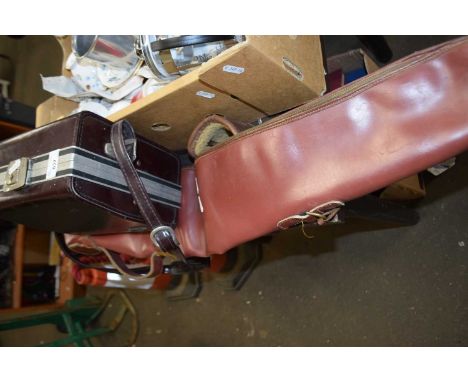 A leather and fleece lined gun case together with a camera box