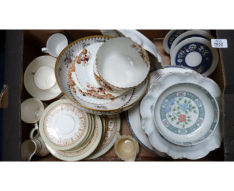 A quantity of miscellaneous china including part Teasets, Copeland Spode bowl (as found), six Royal Worcester dinner plates, 