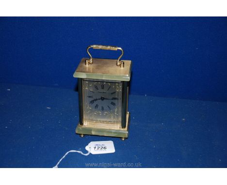 A James White onyx and brass Carriage Clock