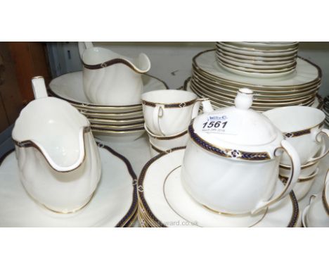 A Wedgwood 'Royal Lapis' part Dinner and Coffee Service including seven dinner plates, eight side plates, three breakfast pla