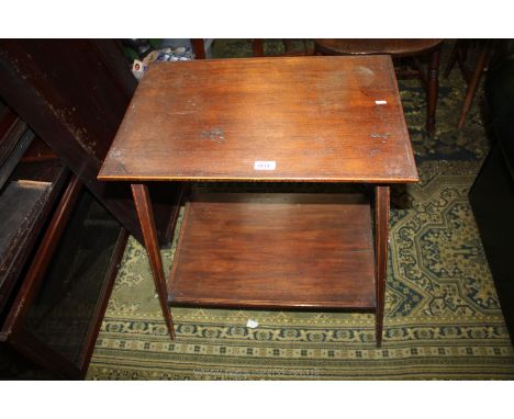 An Edwardian Mahogany Occasional Table with Stretcher Shelf on Delicate Tapering Legs.