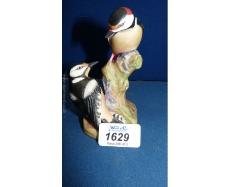 A pair of Pied Woodpeckers by Royal Worcester