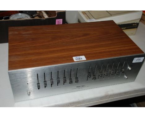A 1970's Rotel RE-700 Stereo Graphic Equalizer; input sensitivity: 775 mv, output level: 775 mv, 3.5 v max. Frequency respons