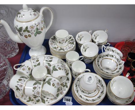 Wedgwood Strawberry Hill Coffee Ware:-  comprising coffee pot, two lrge plates, eleven coffee cups and twelve saucers togethe