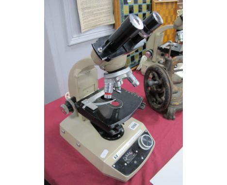 Microscope, Vickers Instruments Binocular Lenses, S.V.Z.D 137, 10-40-100 magnification. 